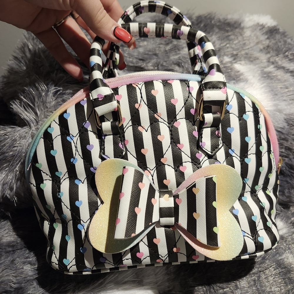 Striped Heart-Accent Women's Bag